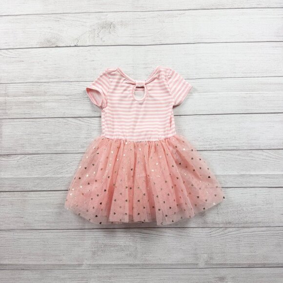 Btween Striped Sequin Heart Tulle Skirted Tutu Dress - Picture 4 of 4